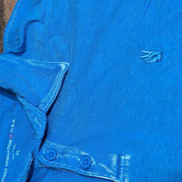 ✌️ John Varvatos Burnout Peace Polo ✌️ Size XL In Blue - Picture 3 of 11